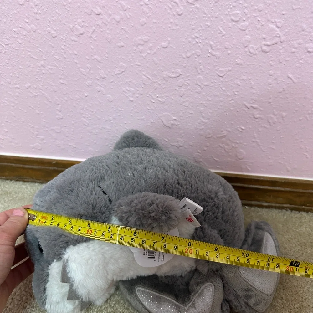 Aurora Taddle Toes Gray Shark Plush 12” Heart Shaped tail Stuffed Animal